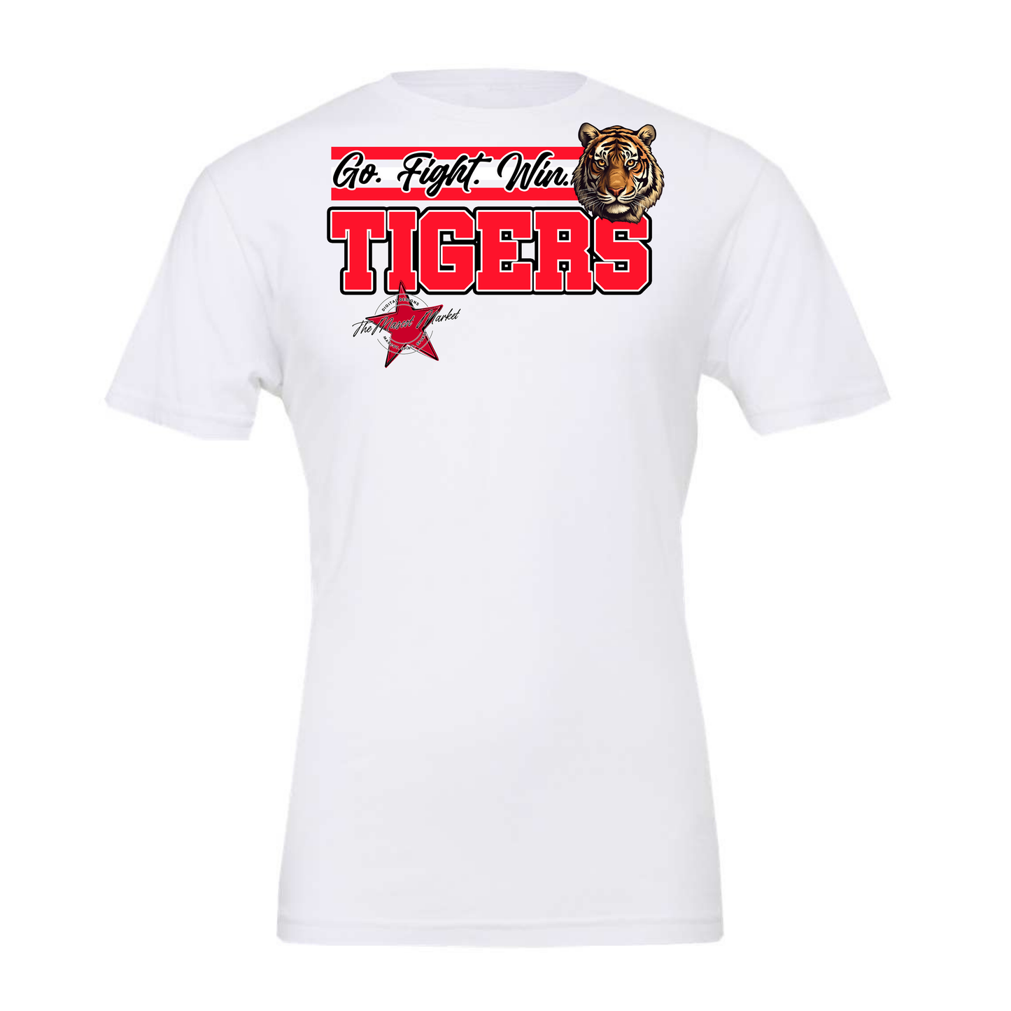 Tigers Go Fight Win Mascot Lines-Bright Red