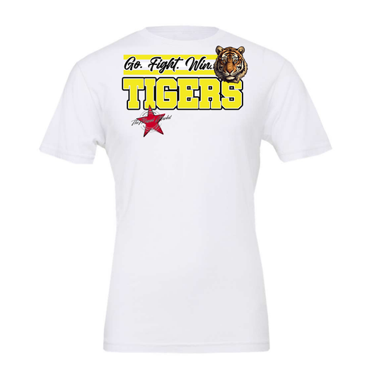 Tigers Go Fight Win Mascot Lines-Bright Yellow