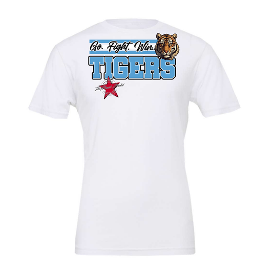 Tigers Go Fight Win Mascot Lines-Carolina Blue