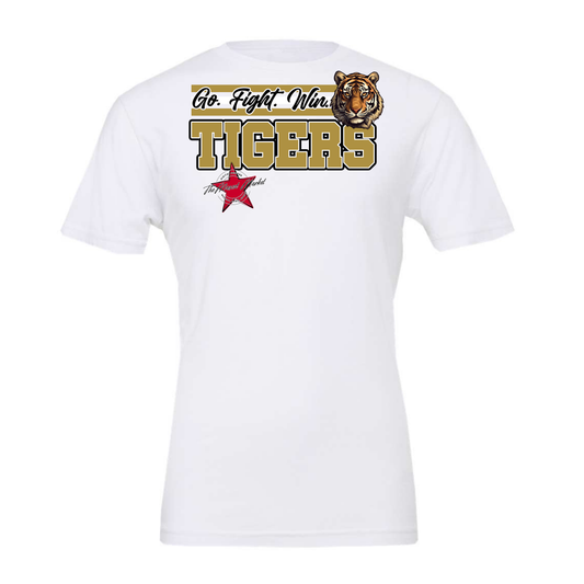 Tigers Go Fight Win Mascot Lines-Gold