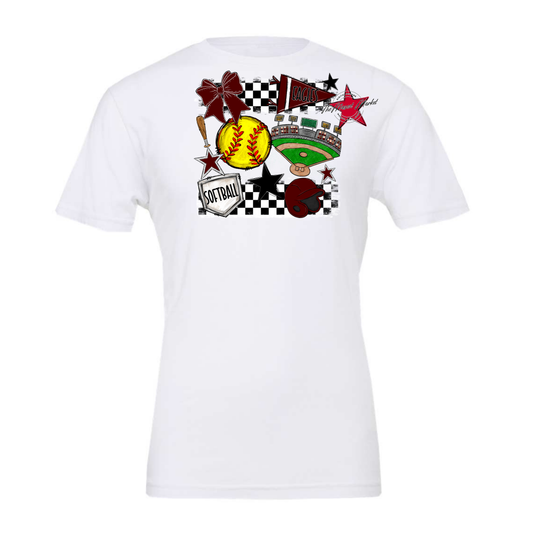 Eagles Softball Checkers Design-Maroon
