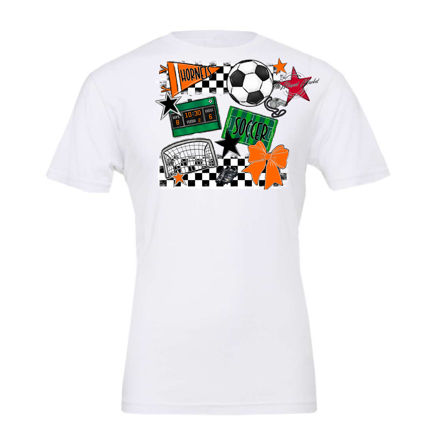 Hornets Checkers Soccer Spirit Design-Orange