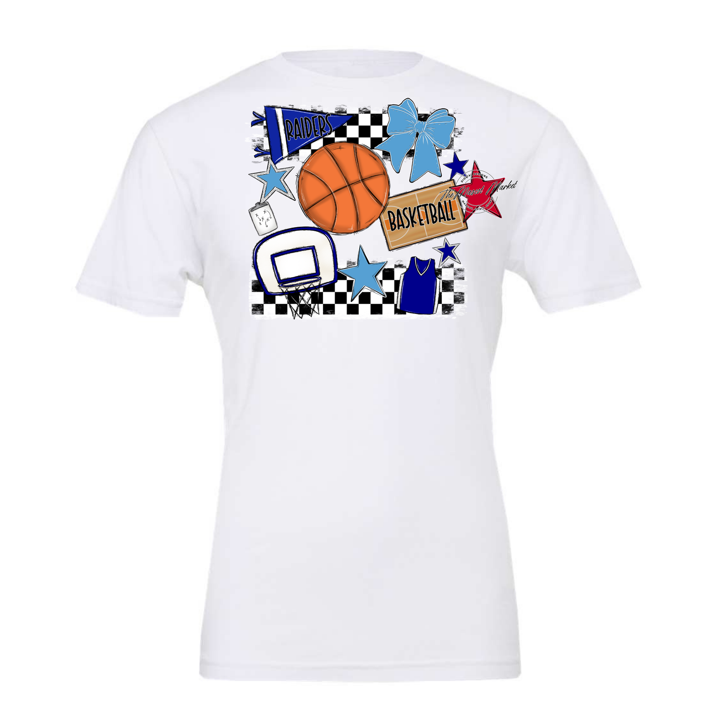 Raiders Basketball Checkers Design-Blue-Carolina Blue
