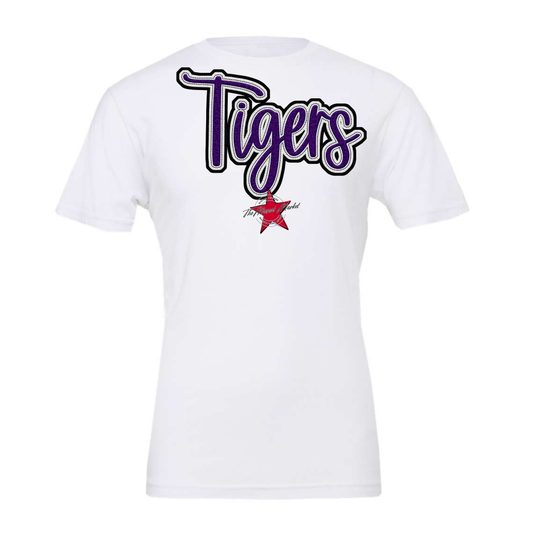 Tigers Faux Chenille Patch-Purple