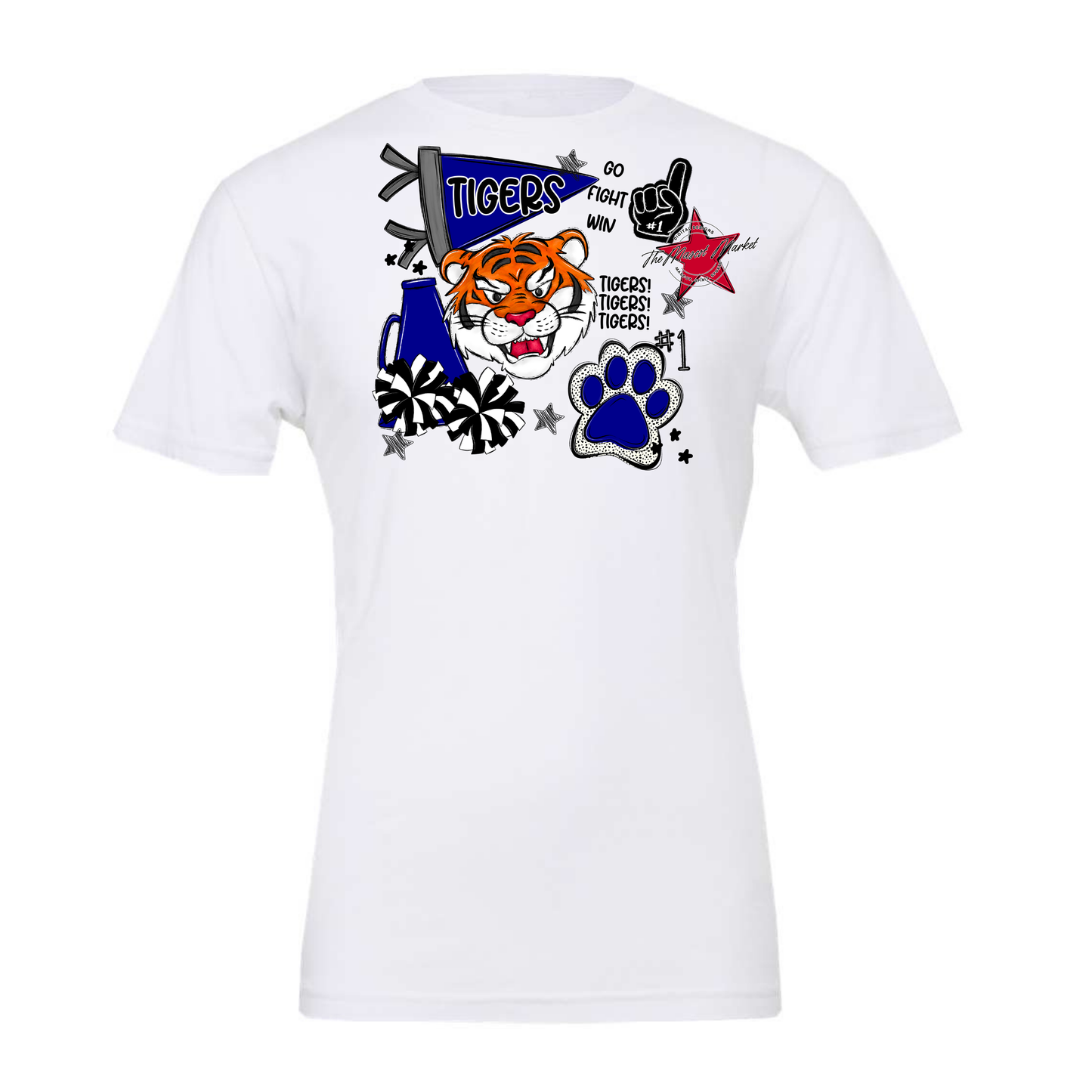 Tigers Mixed Mascot Spirit Design-Blue