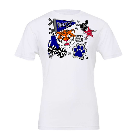 Tigers Mixed Mascot Spirit Design-Blue