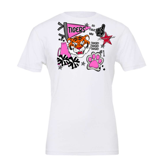 Tigers Mixed Mascot Spirit Design-Baby Pink