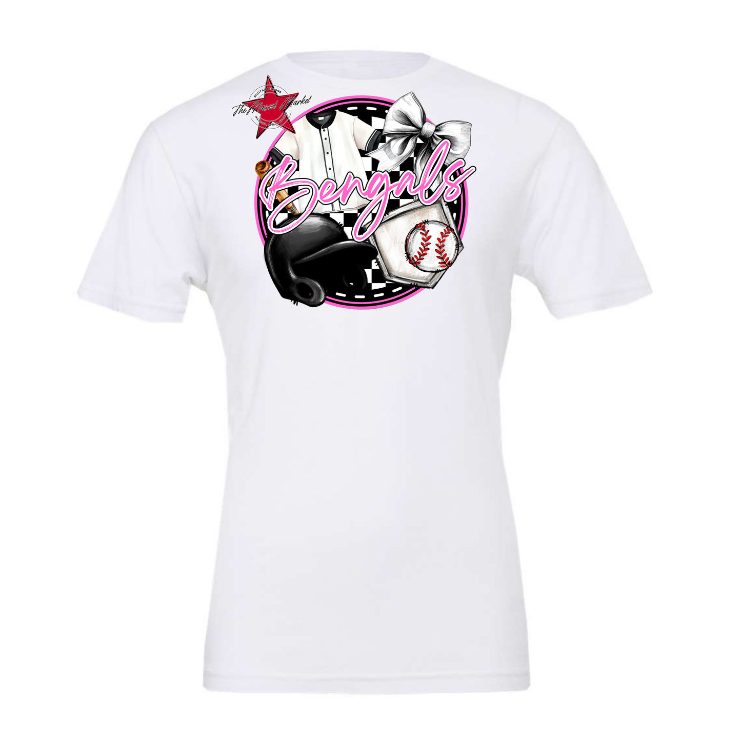 Bengals Circle Baseball Design-Baby Pink