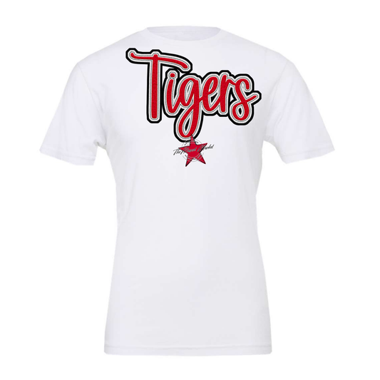 Tigers Faux Chenille Patch-Red