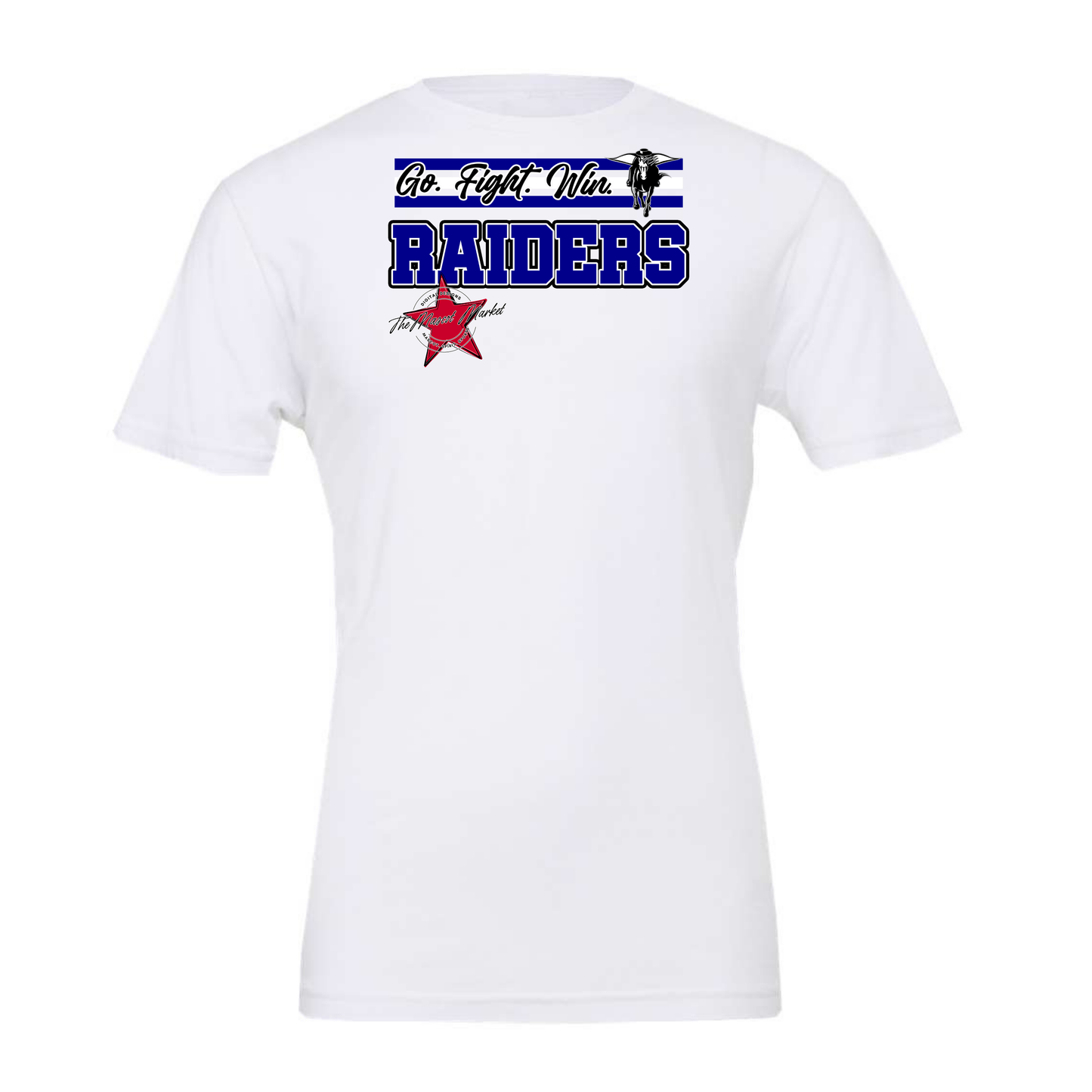 Raiders Go Fight Win Mascot Lines-Blue