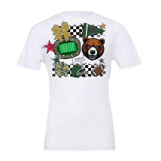 Bears Checker Mascot Spirit Design-Green-Gold