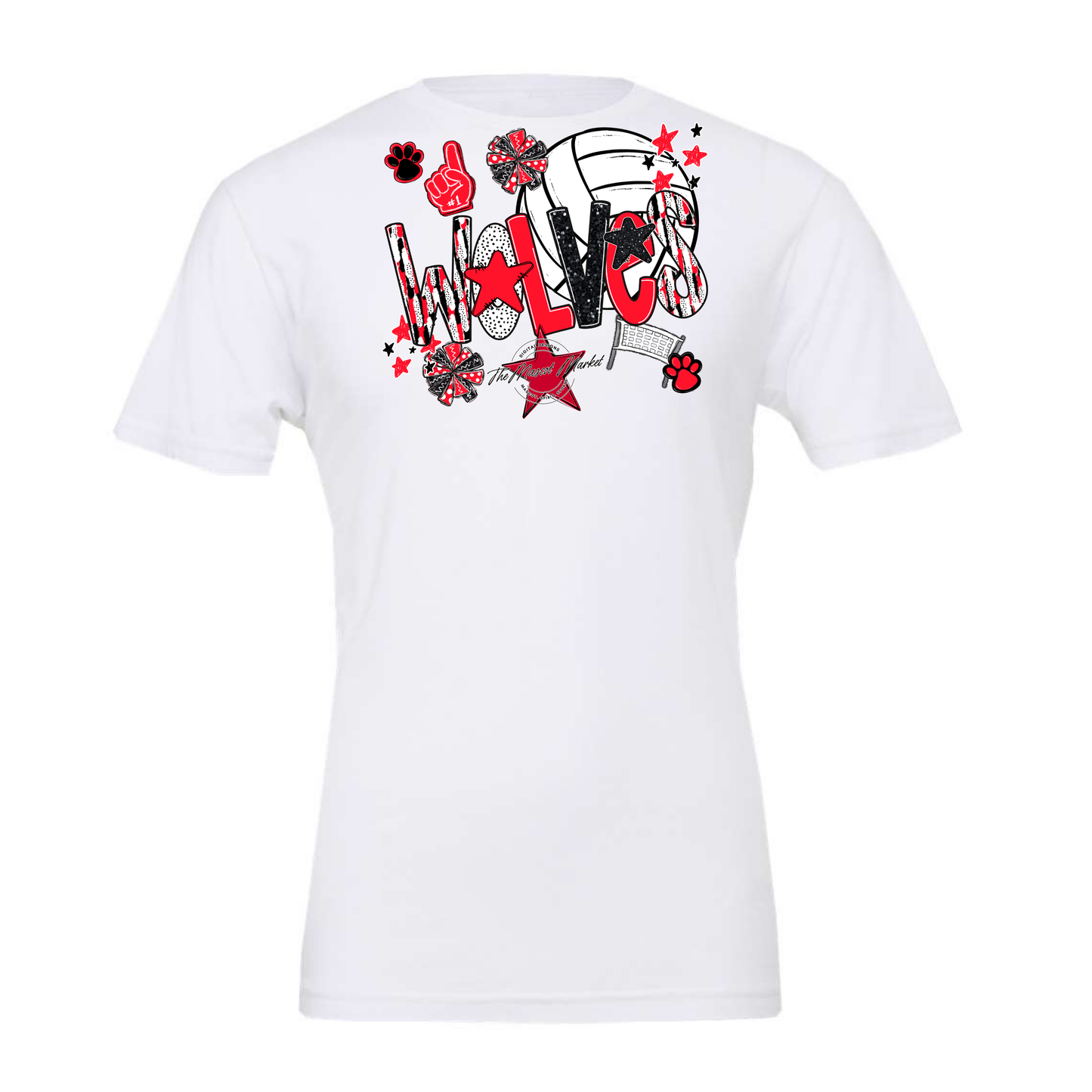 Wolves Volleyball Scrape-Bright Red