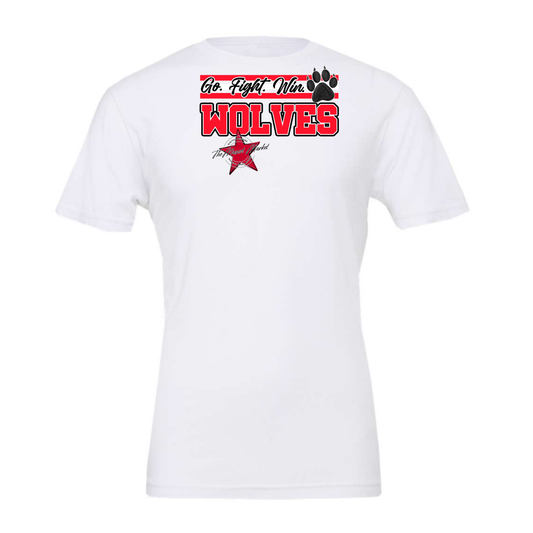 Wolves Go Fight Win Mascot Lines-Bright Red