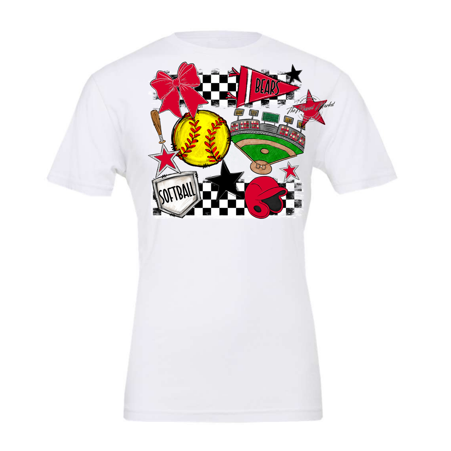 Bears Softball Checkers Design-Red