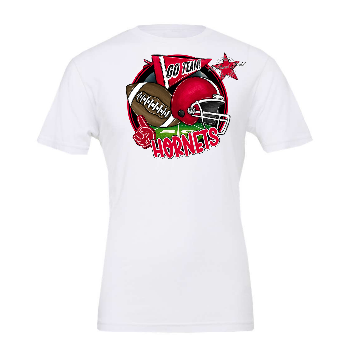 Hornets Circle Football Design-Red