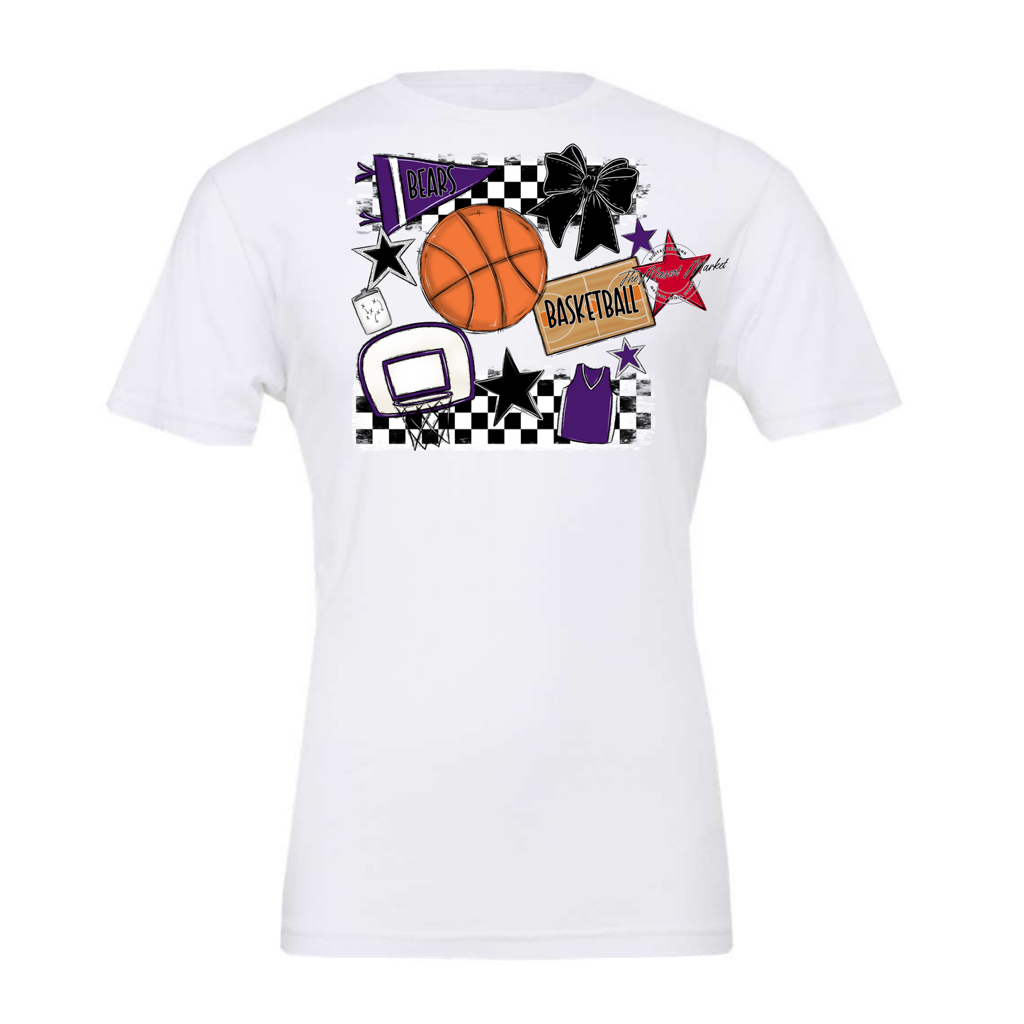 Bears Basketball Checkers Design-Purple