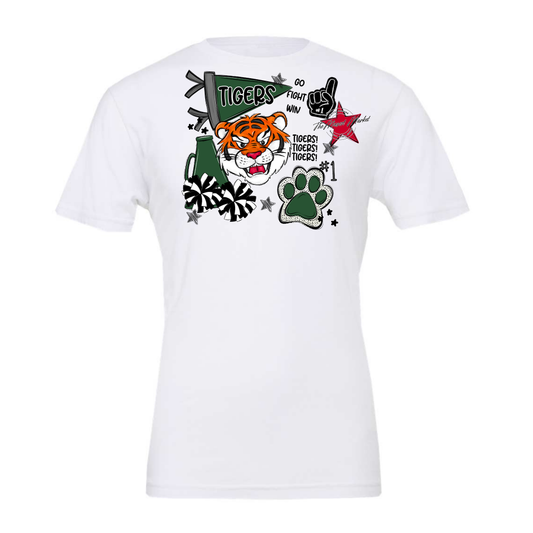 Tigers Mixed Mascot Spirit Design-Green