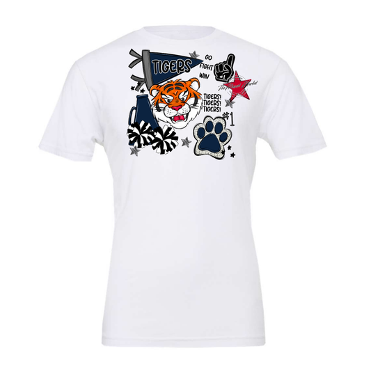 Tigers Mixed Mascot Spirit Design-Navy