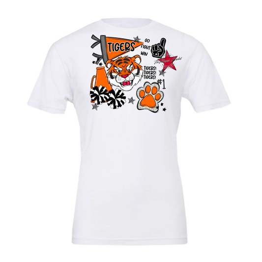 Tigers Mixed Mascot Spirit Design-Orange