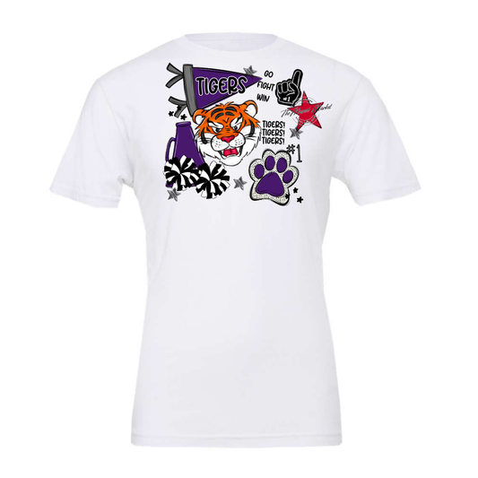 Tigers Mixed Mascot Spirit Design-Purple
