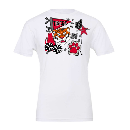 Tigers Mixed Mascot Spirit Design-Red