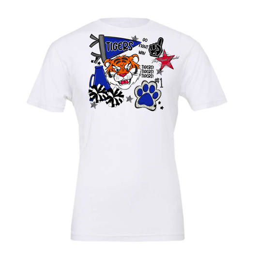 Tigers Mixed Mascot Spirit Design-Royal Blue