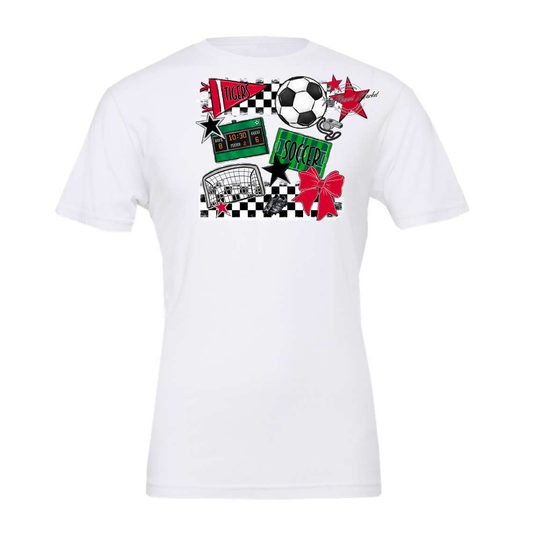 Tigers Checkers Soccer Spirit Design-Red