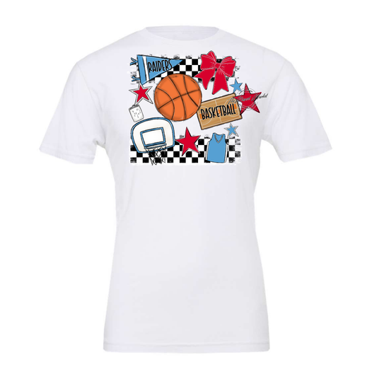 Raiders Basketball Checkers Design-Carolina Blue-Red