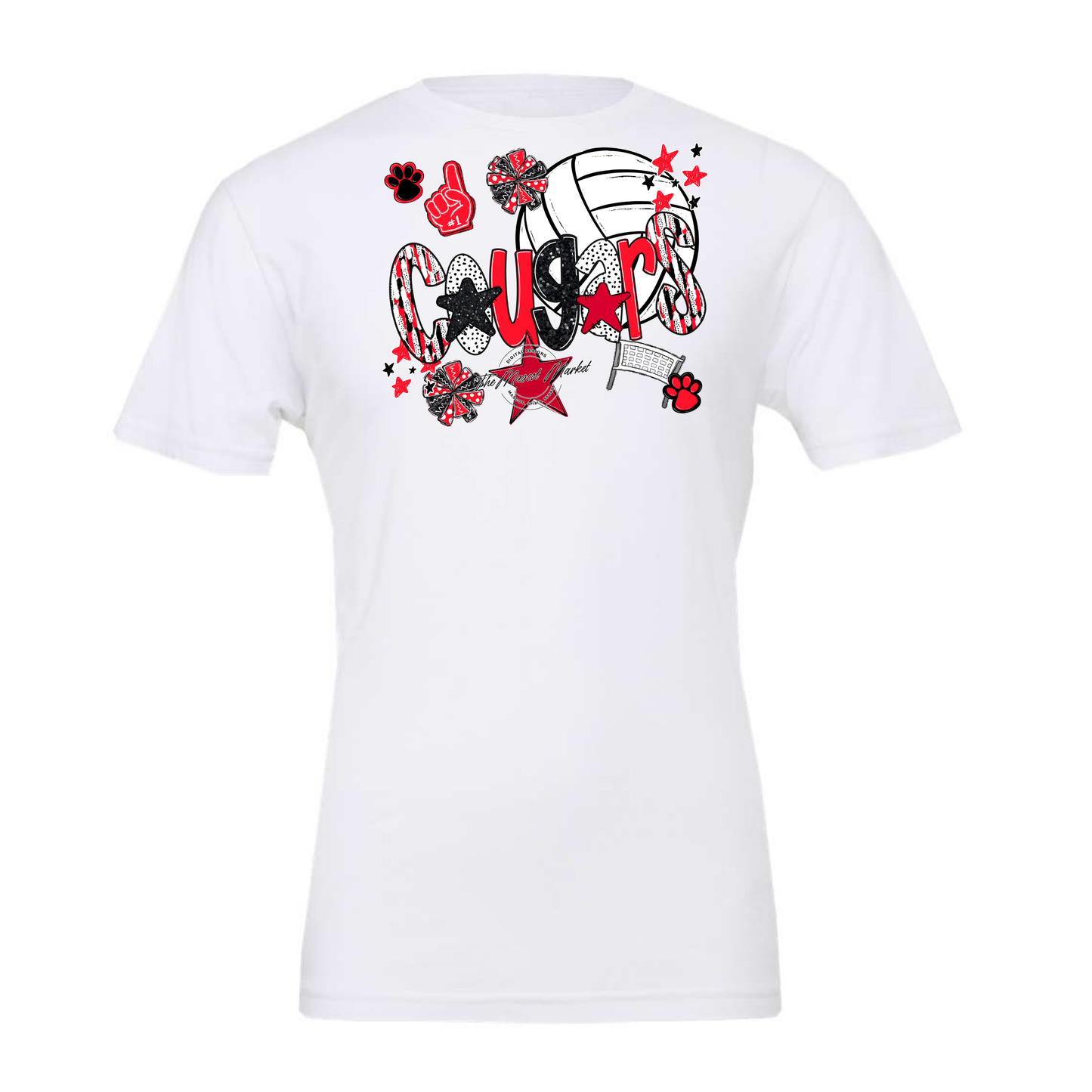 Cougars Volleyball Scrape-Bright Red