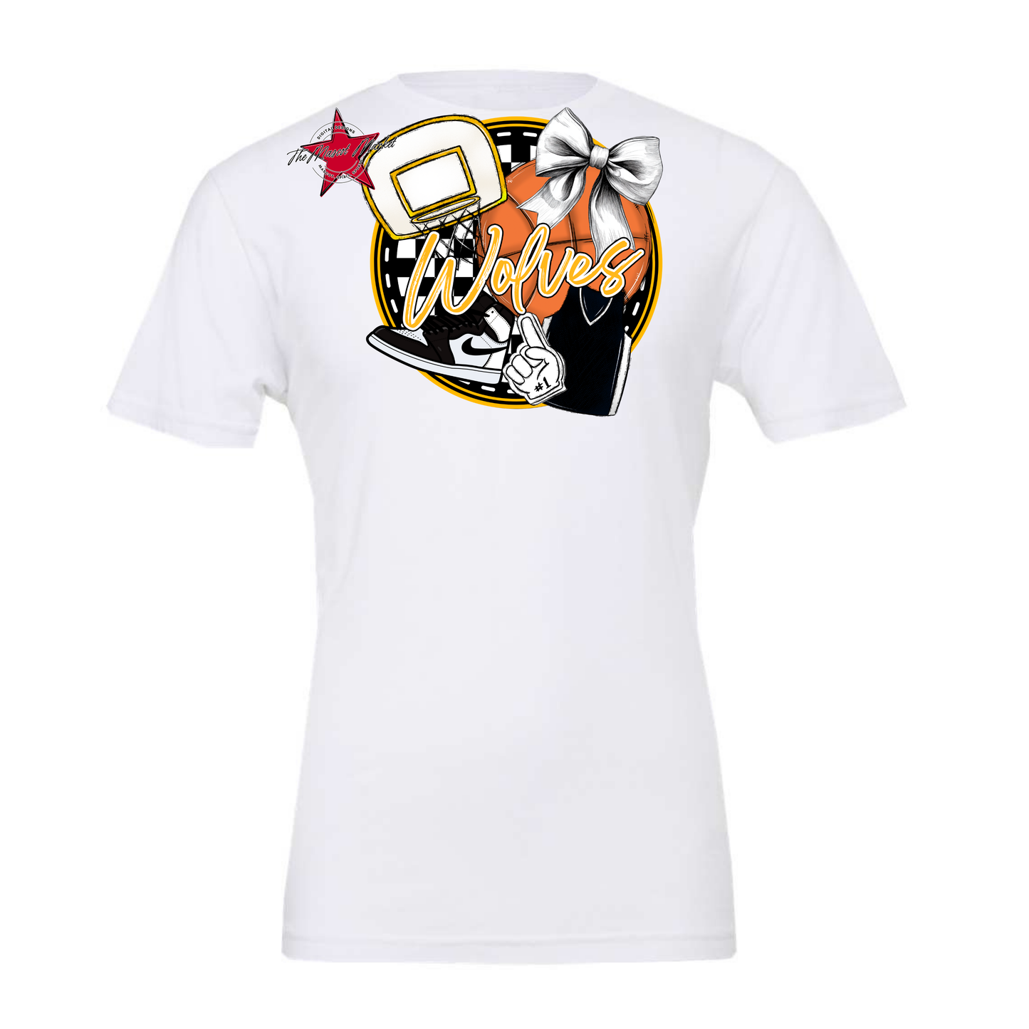 Wolves Circle Basketball Design-Yellow