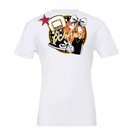 Wolves Circle Basketball Design-Yellow