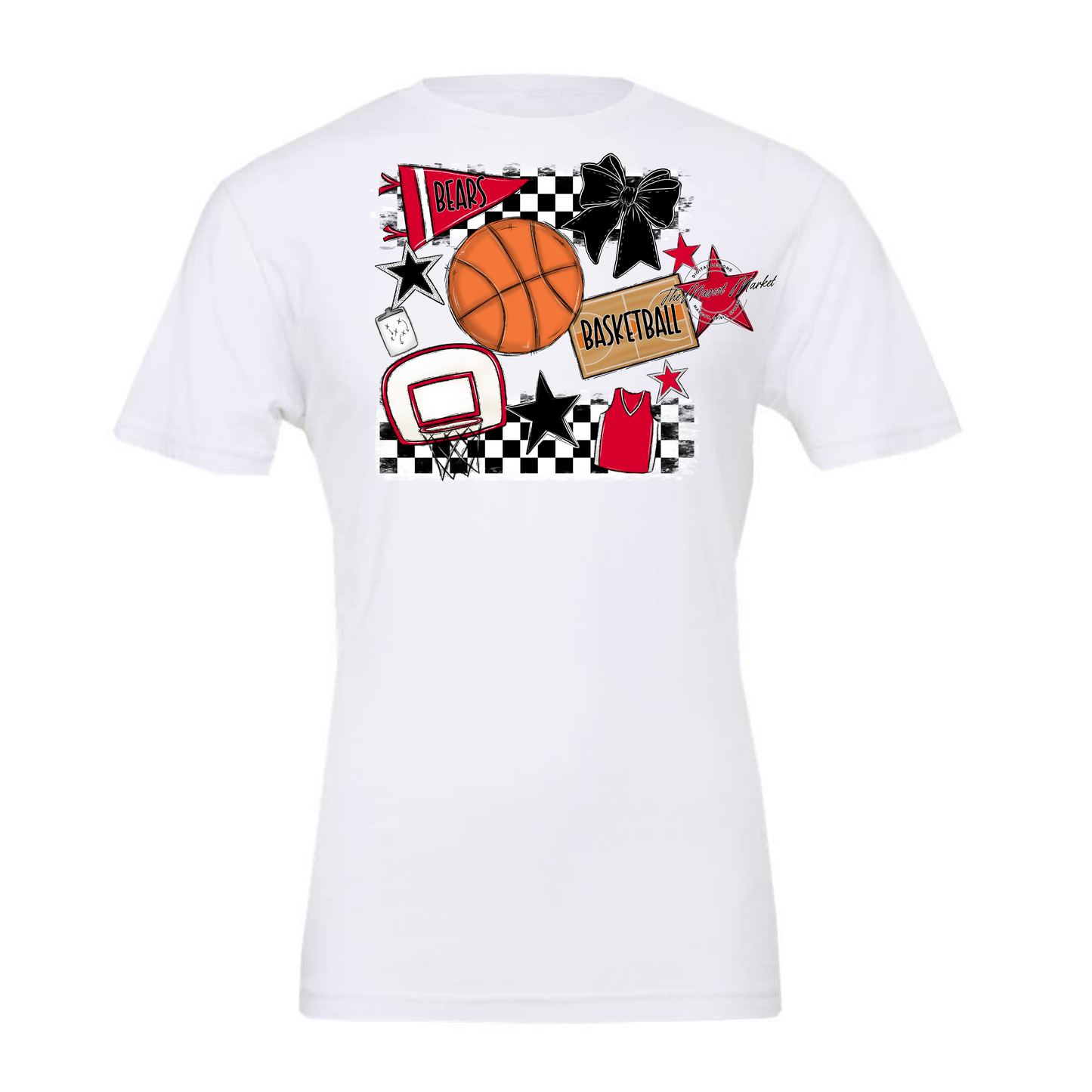 Bears Basketball Checkers Design-Red