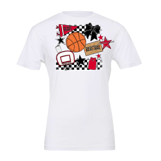 Bears Basketball Checkers Design-Red