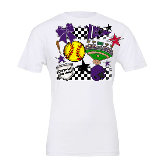 Bears Softball Checkers Design-Purple