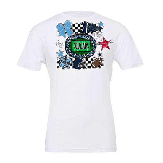 Cougars Checkers Spirit Design-Navy-Carolina Blue