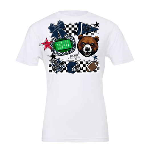 Bears Checker Mascot Spirit Design-Navy