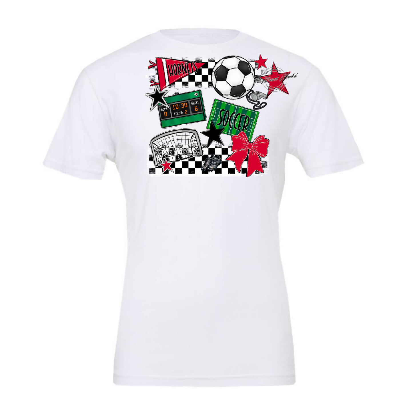 Hornets Checkers Soccer Spirit Design-Red