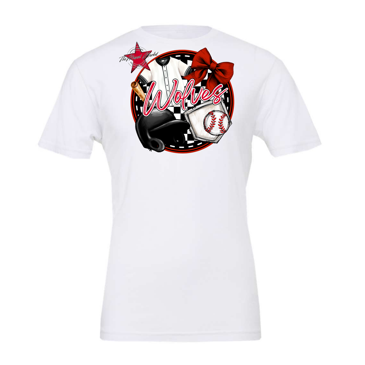 Wolves Circle Baseball Design-Red