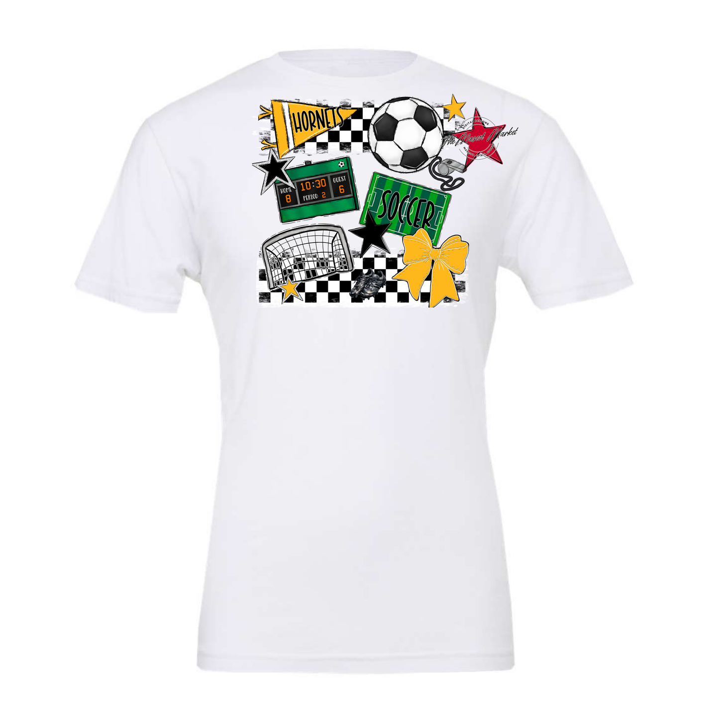 Hornets Checkers Soccer Spirit Design-Yellow