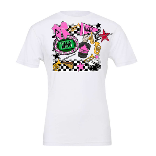 Tigers Checkers Band Spirit Design-Baby Pink