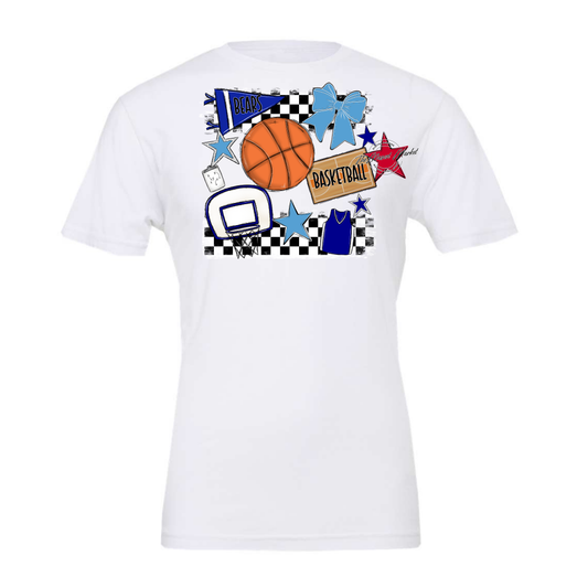 Bears Basketball Checkers Design-Blue-Carolina Blue