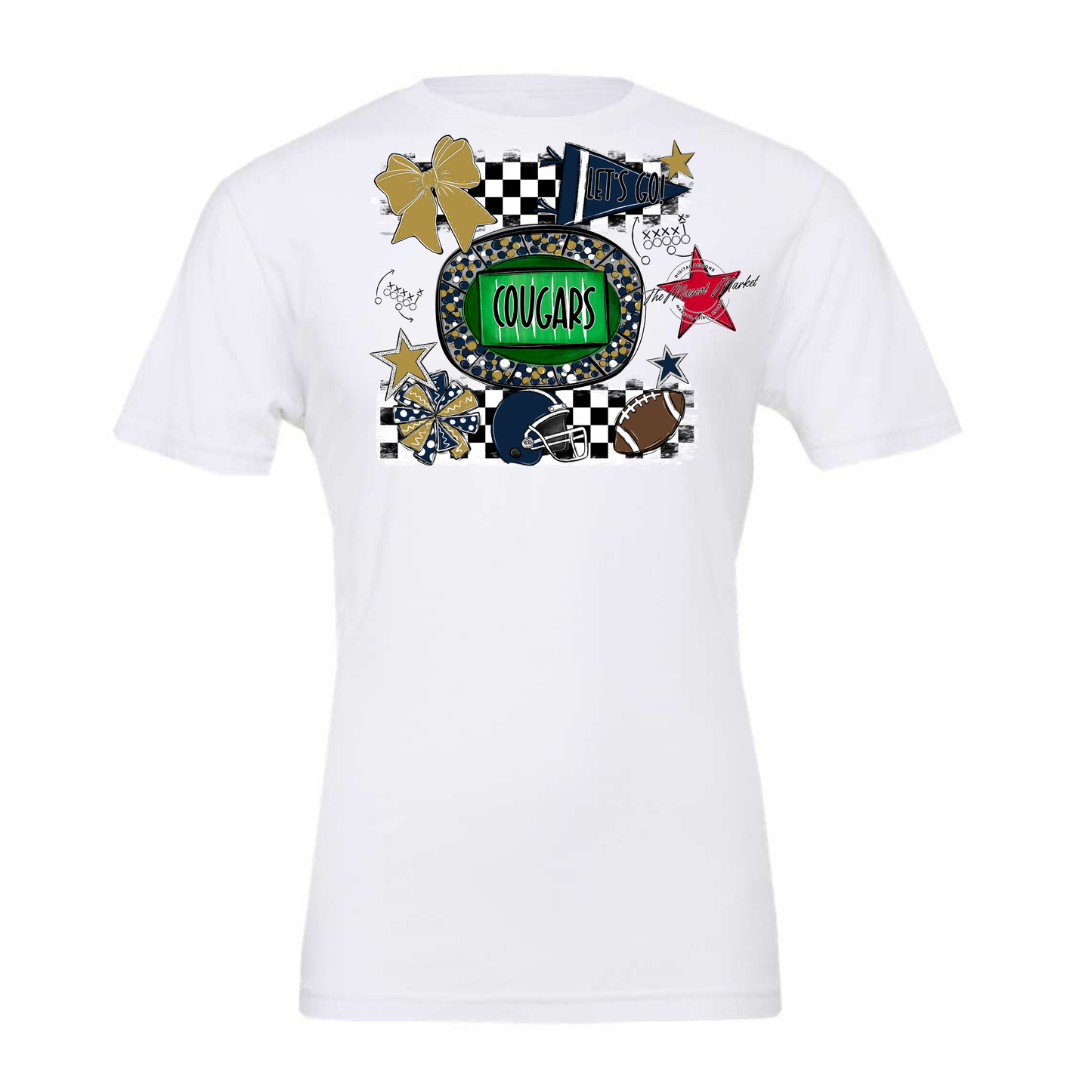 Cougars Checkers Spirit Design-Navy-Gold