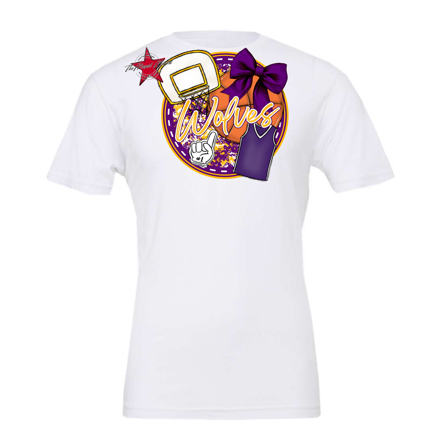 Wolves Circle Basketball Design-Purple-Yellow