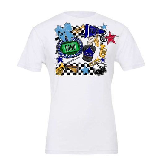 Tigers Checkers Band Spirit Design-Blue-Carolina Blue