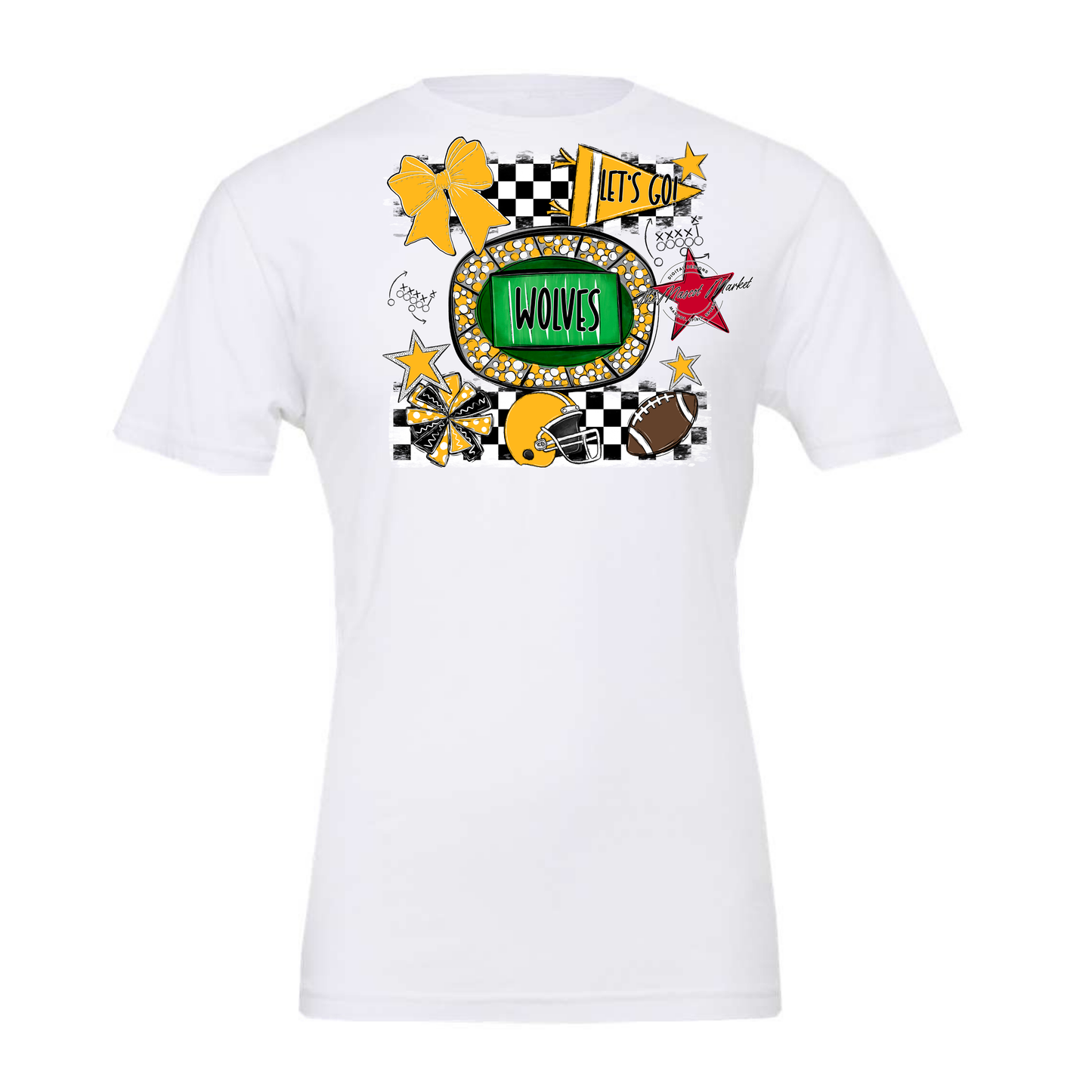 Wolves Checkers Spirit Design-Yellow