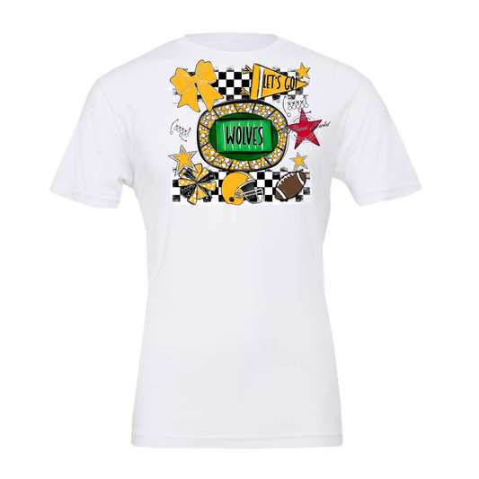Wolves Checkers Spirit Design-Yellow