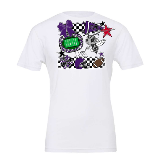 Hornets Checkers Mascot Spirit Design-Purple