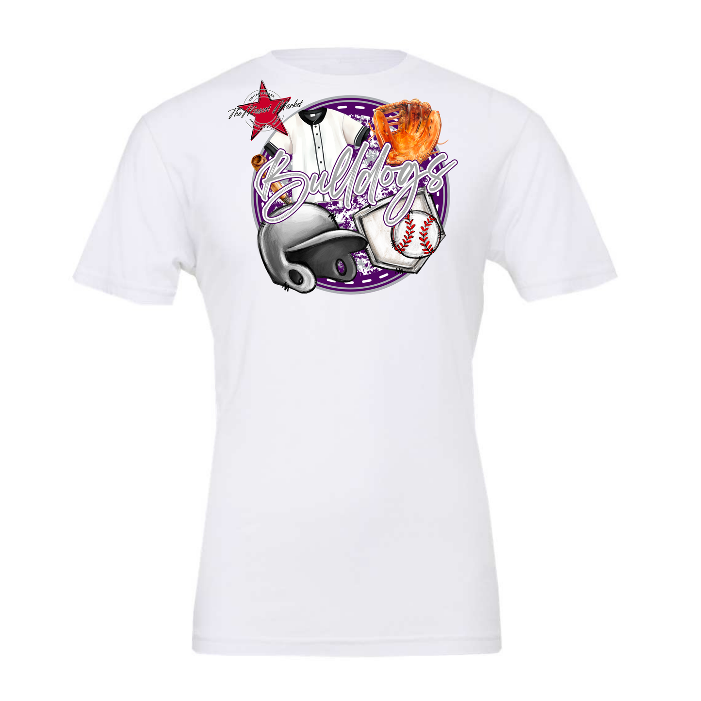 Bulldogs Circle Baseball Design-Purple-Grey