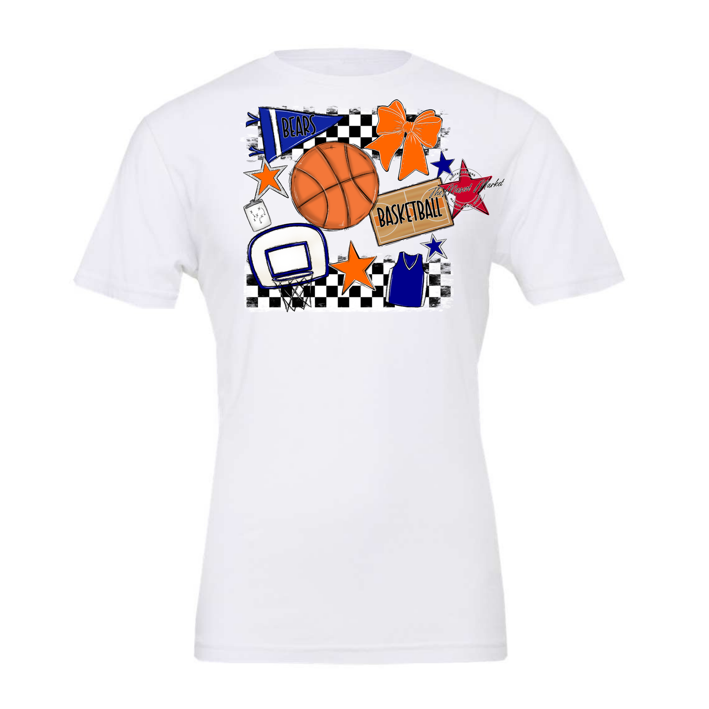 Bears Basketball Checkers Design-Blue-Orange