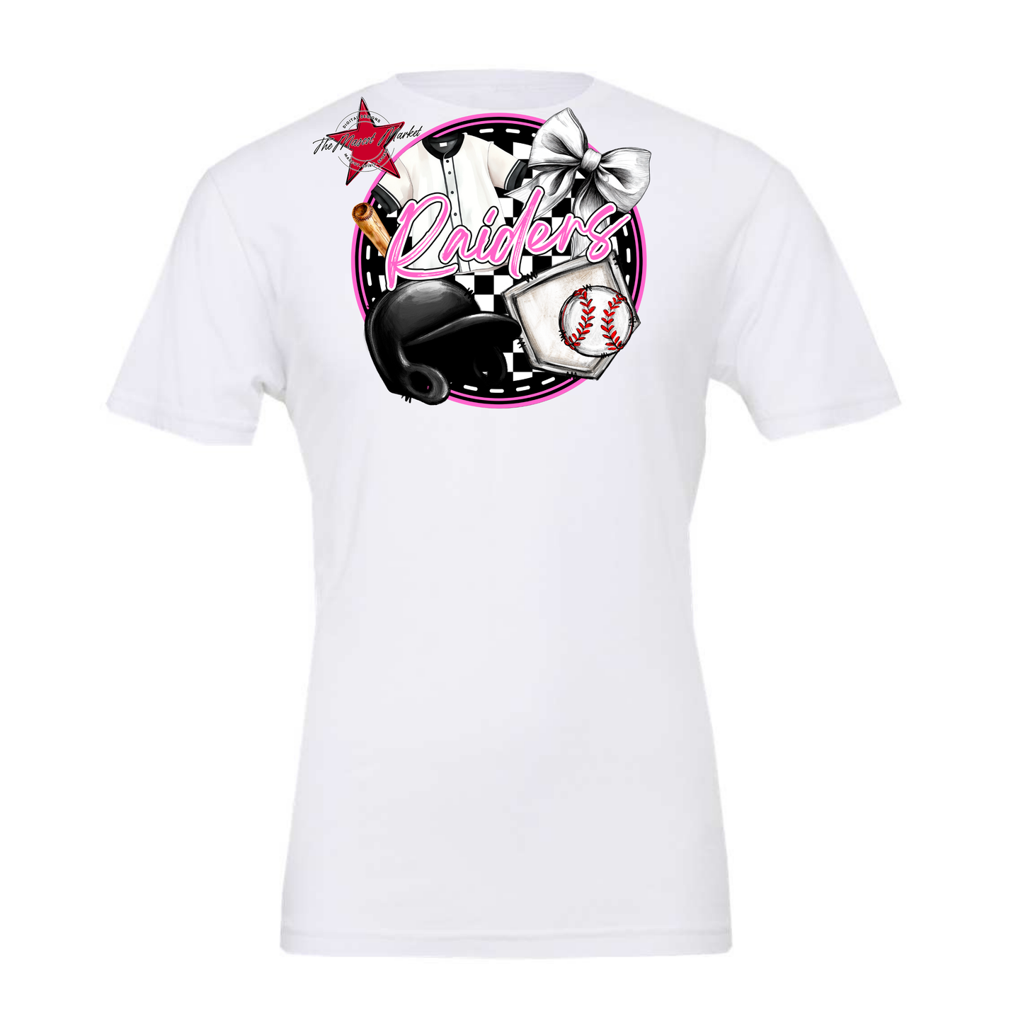 Raiders Circle Baseball Design-Baby Pink
